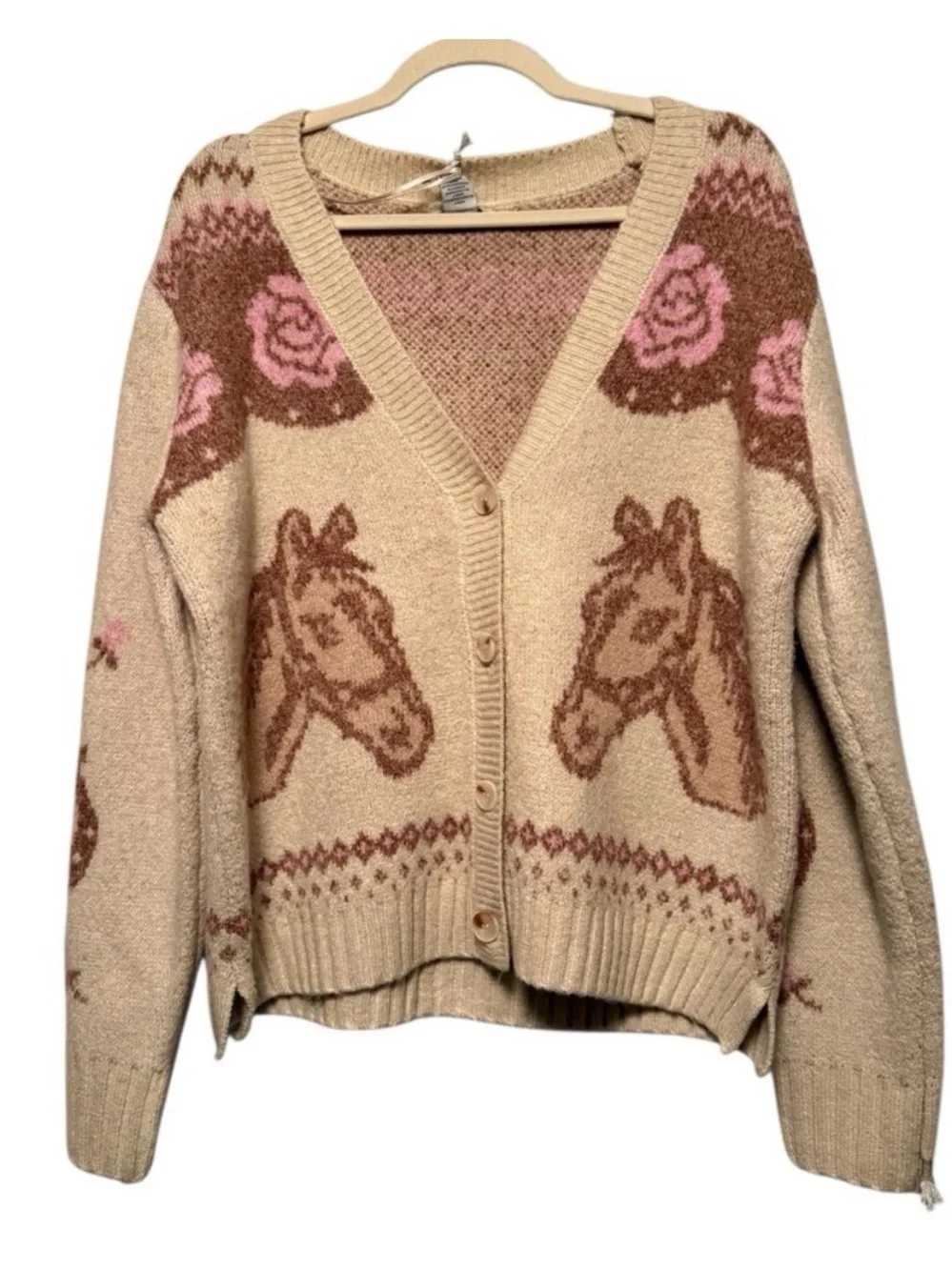 New Anthropologie Haute Hippie Western Horse Button Cardigan Size XS - Picture 2 of 6